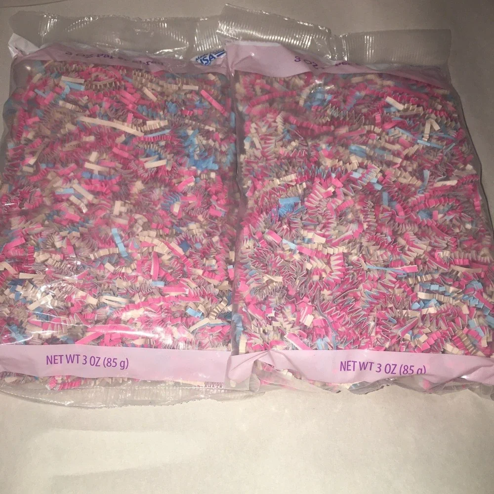 Crinkle Paper Shred Pink Blue Tan Baby Shower Gift Easter Baskets Ship Fill 6oz.
